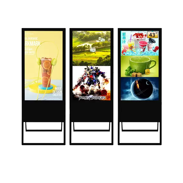 حامل أرضي بشاشة LCD محمولة لعرض اللافتات الرقمية